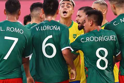 Brazil beats Mexico on penalties in a testy soccer semifinal.