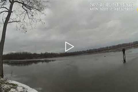 Heroic Police Officer Jumps Into Frozen Lake To Rescue Dog