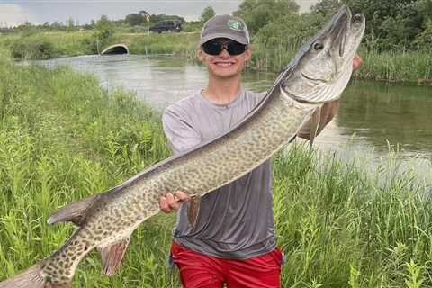 Kid Catches 50-Inch Muskie While Bass Fishing in a Channel