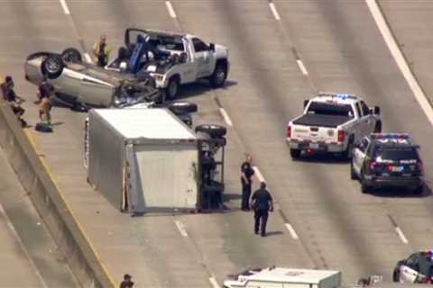 Houston traffic: Flipped box truck, car blocking Gulf Freeway northbound lanes at Telephone Road..