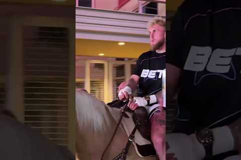 Jake Paul pulled up to open workouts on a horse 😅 🐎 #PaulSilva