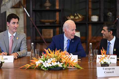 Rishi Sunak plays down prospect of wrapping up trade deal with US after talks with Biden at G20