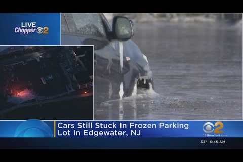 Frozen parking lot starts to thaw in Edgewater, N.J.