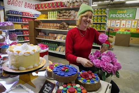 Supermarket with plastic products open up to the general public