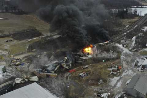 Evacuation order remains in effect at the scene of 50-car train derailment