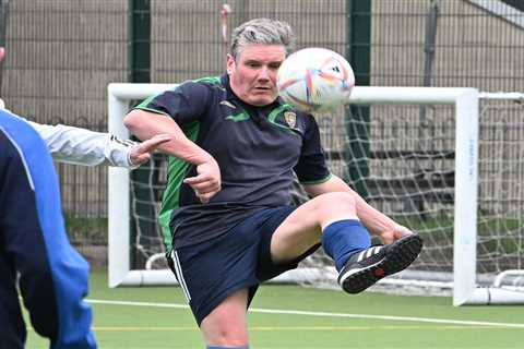 Labour leader Sir Keir Starmer ends up on the losing side during London kickabout