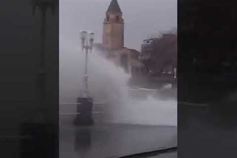 Massive Waves Hit Coastal Town In Spain