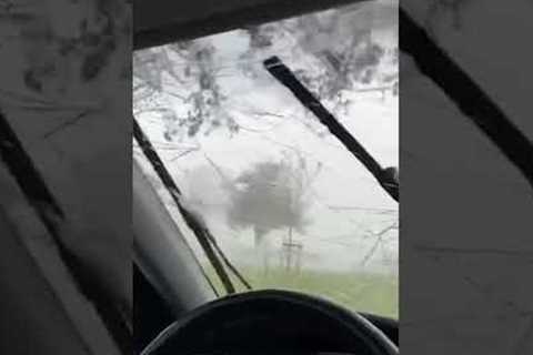 Windshield Destroyed By Giant Hailstones