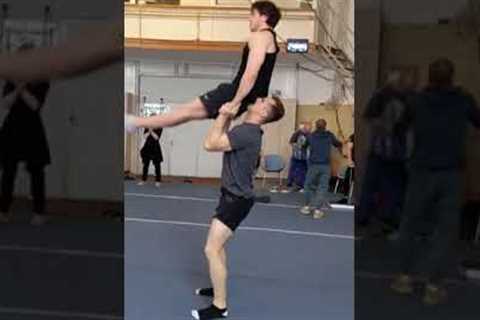 Skilled Gymnasts show off graceful routine