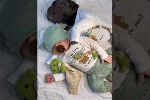 French Bulldog and baby have matching Yoda outfits!