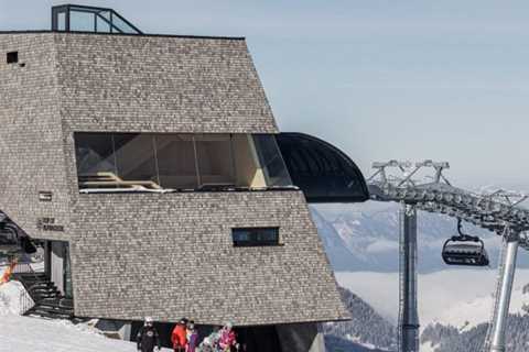 Snøhetta locations shingle-clad viewing tower on snowboarding peak in Austria