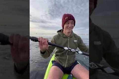 Three huge whales breach right next to kayaker