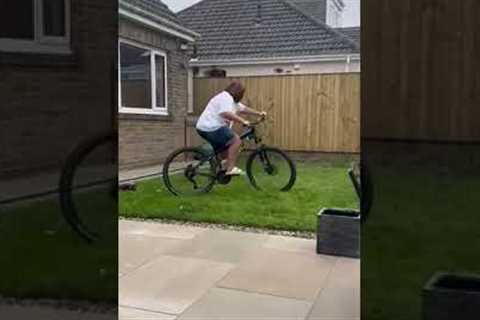 Mom tries to ride sons bike 😂