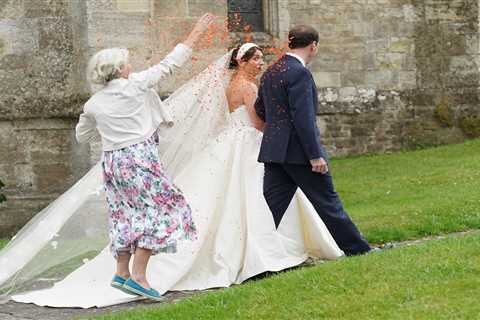 Moment Just Stop Oil eco-idiot ambushes George Osborne’s wedding and throws orange confetti over..