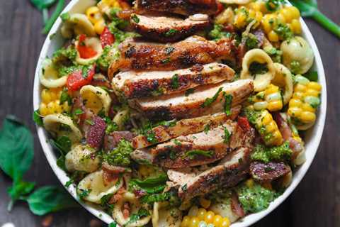 Rooster and Corn Pasta Salad with Bacon