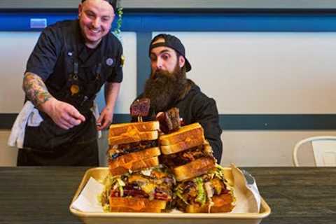 THERE''S AN UNBEATEN GRILLED CHEESE BBQ CHALLENGE INSIDE THIS SUPER 8 HOTEL! | BeardMeatsFood