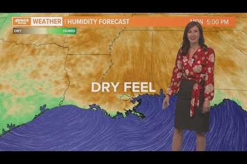 A pleasant break in humidity arrives Sunday, no cool air yet