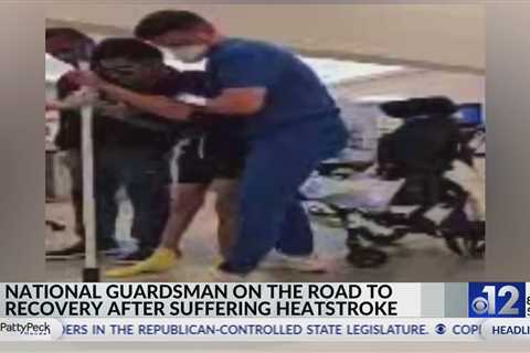 Mississippi guardsman takes first steps after suffering heat stroke