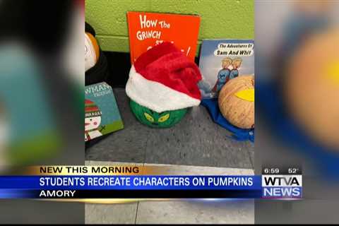 Amory students recreate book characters on pumpkins