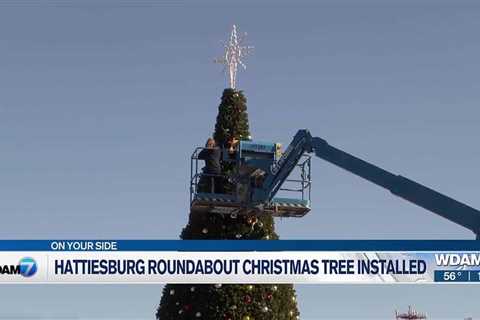 Hattiesburg roundabout Christmas tree installed