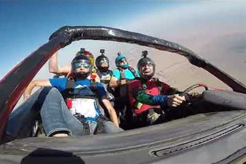 Crazy Guys Skydive Out Of A Car!