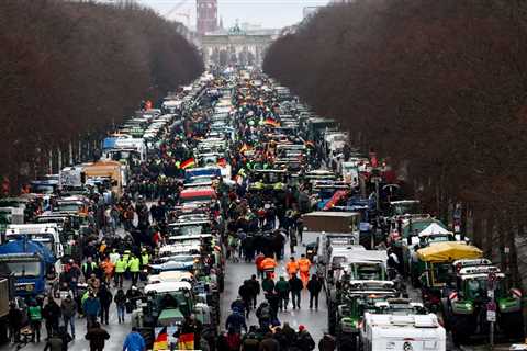 German farmers protest government in Berlin, tractors block streets