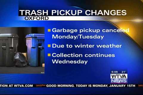 Trash pickup canceled in Oxford for Monday, Tuesday