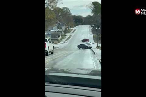 Video: Vehicles slide on ice on Fortification Street