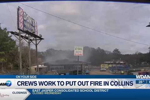 Crews work to put out fire in Collins