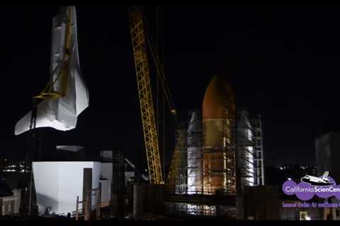 Space Shuttle Endeavour Installed in Vertical Display at Los Angeles Science Center