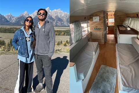 A couple converted a $10,000 school bus into their dream home. Now they're exploring the US while..