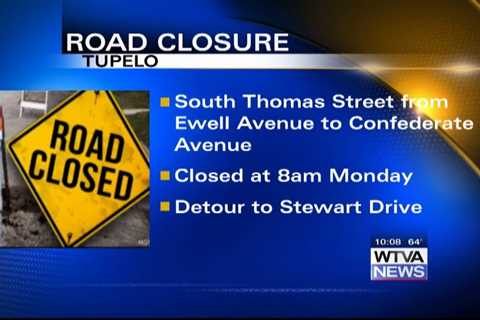 Road closure to take place Monday morning in Tupelo