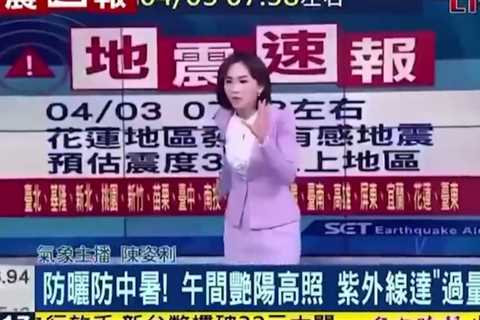 Terrifying moment Taiwan earthquake hits live TV studio as reporter desperately clings on &..