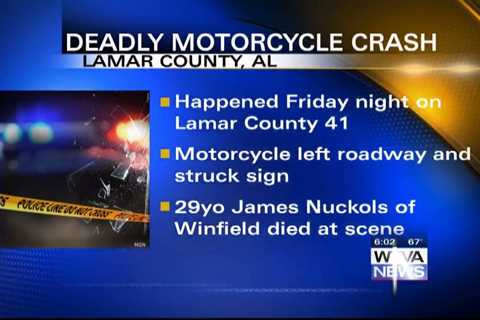 Motorcyclist killed in crash in Lamar County, Alabama