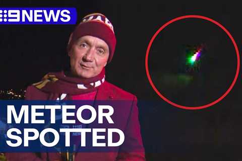 Meteoroid spotted behind 9News weather presenter on live TV