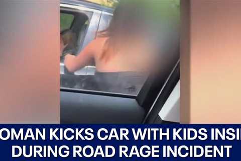 Woman caught on camera kicking car with kids inside during road rage incident | FOX 7 Austin