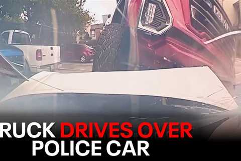 Dramatic video shows stolen pickup truck ramming Dallas police car