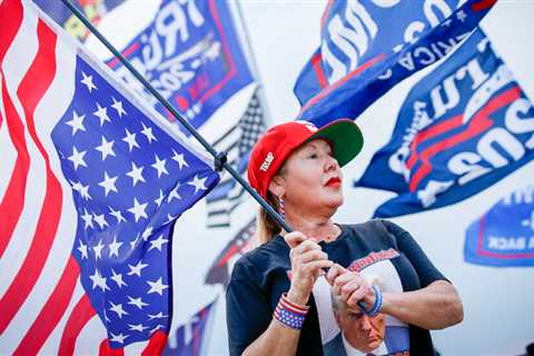 Trump promotes pins with the American flag and his name emblazoned in gold