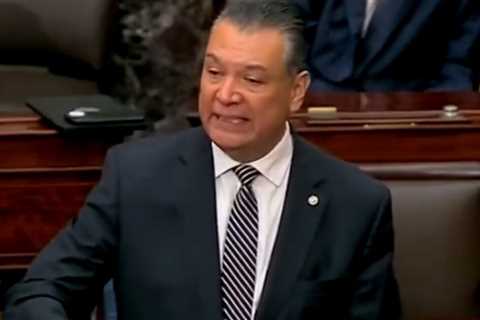 Democrat Senator Padilla Fake Cries as He Recounts Being Cuffed After Lunging at Kristi Noem in..
