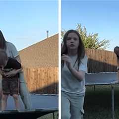 Brother Saved from Choking by Sister on Trampoline Video