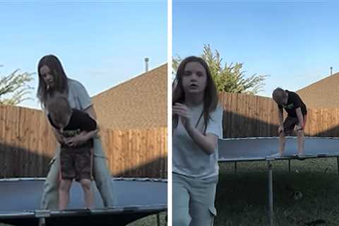 Brother Saved from Choking by Sister on Trampoline Video